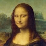 Close-up of Mona Lisa's smile and gaze illustrating how the brain perceives her face.