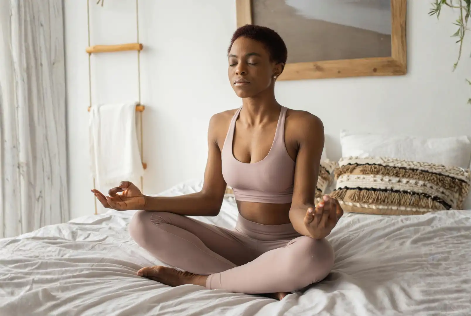 Woman practicing mindfulness meditation (MBSR)